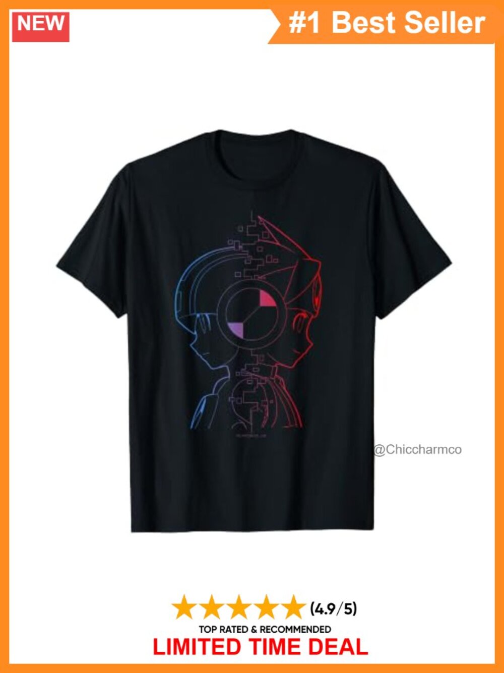 Mega Man Battle Network Graphic T-Shirt Crew Neck Short Sleeve Classic Fit